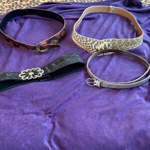 Set of Four Women’s Fashion Belts in Black, Brown, Cream, and Tan